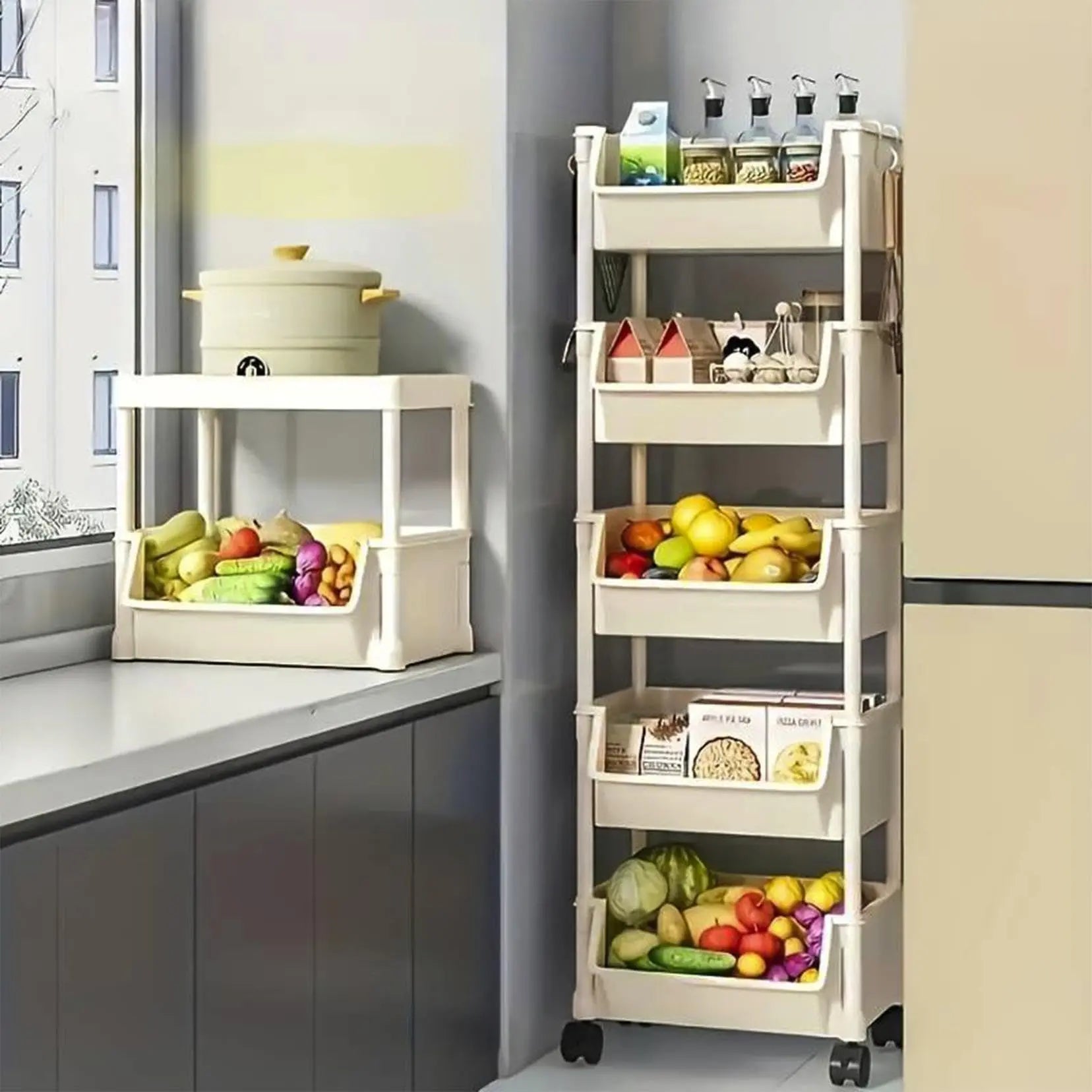 Multi-Layer Rolling Storage Cart – Space-Saving Home Organizer