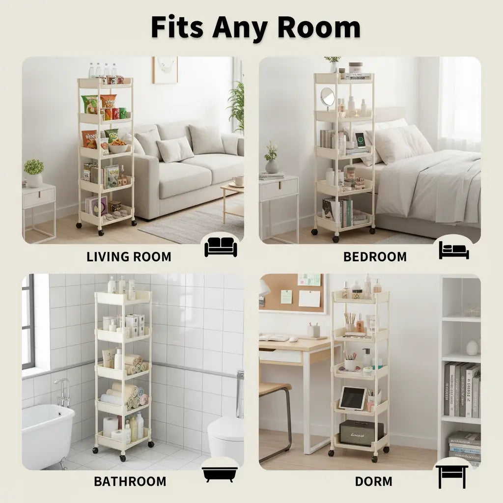 Multi-Layer Rolling Storage Cart – Space-Saving Home Organizer