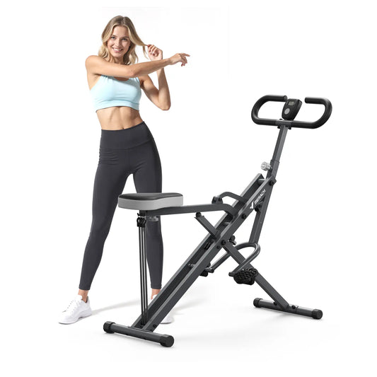 Summervibes 2-in-1 Squat Rowing Machine with LCD Monitor - Heavy Duty 350LBS Capacity